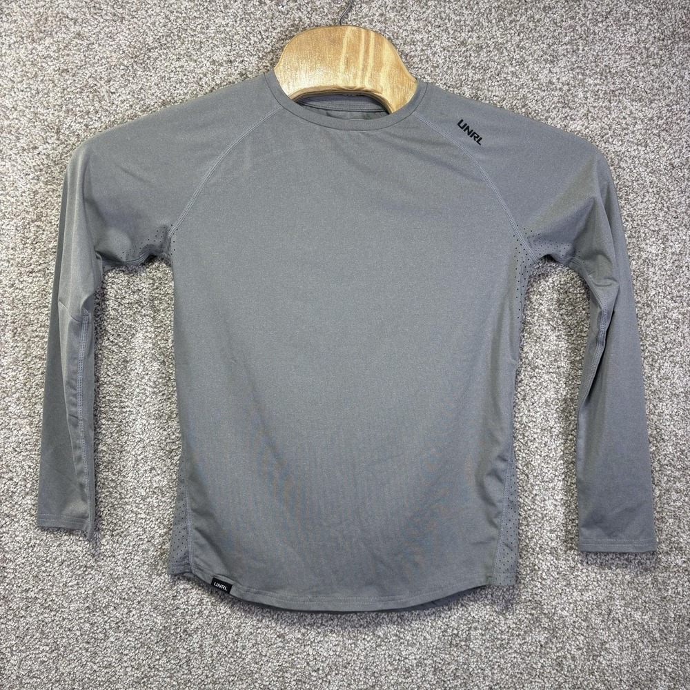 UNRL Shirt Kids Large Gray Long Sleeve Stride Collection Athletic Performance